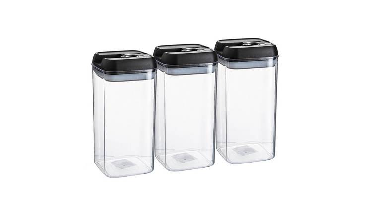 Argon Tableware Plastic Food Storage Containers - Black - Set of 3