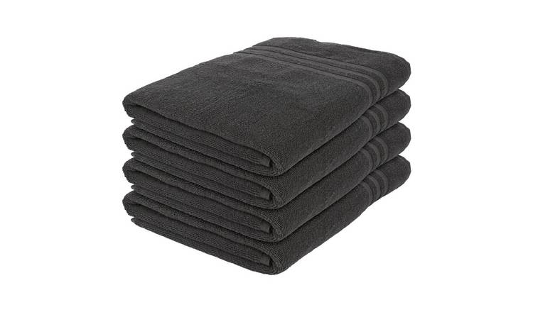 Nicola Spring Cotton Bath Sheets - Charcoal - Pack of 4