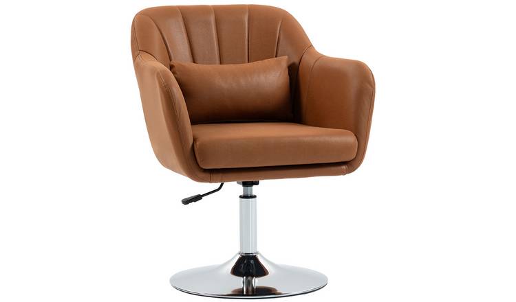 HOMCOM Microfiber Cloth Adjustable Swivel Accent Chair - Brown