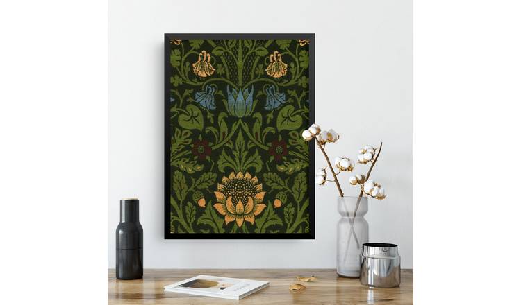 William Morris Violet Columbine Flower Detail Framed Art Print - A3