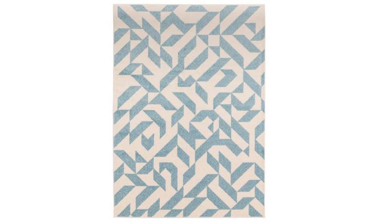Mega Flooring Blue Modern Abstract Rug - 80 x 150cm