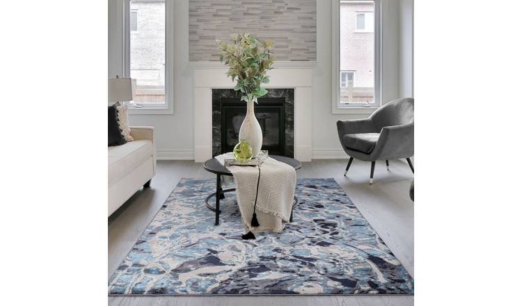 Mega Flooring Blue Modern Abstract Rug - 80 x 150cm