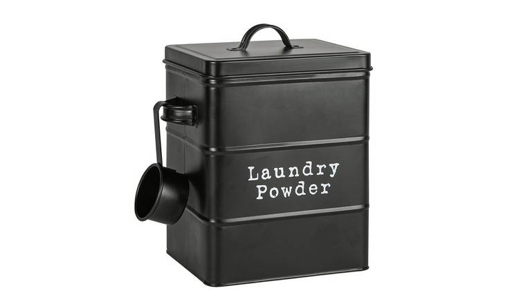 Harbour Housewares Vintage Metal Laundry Powder Canister - Black