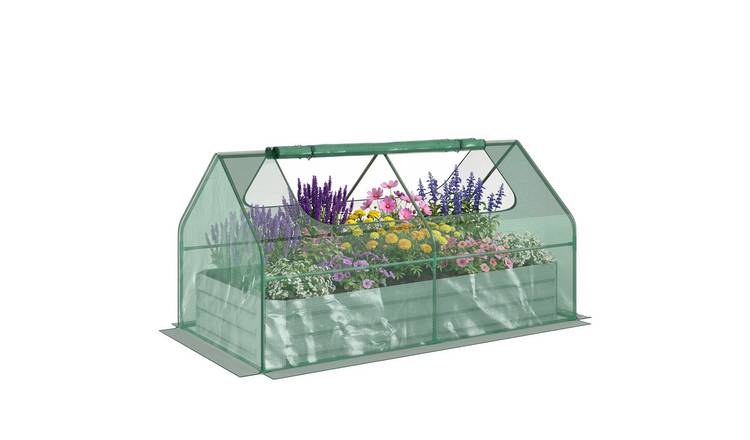 Outsunny Raised Garden Bed with Greenhouse - Green