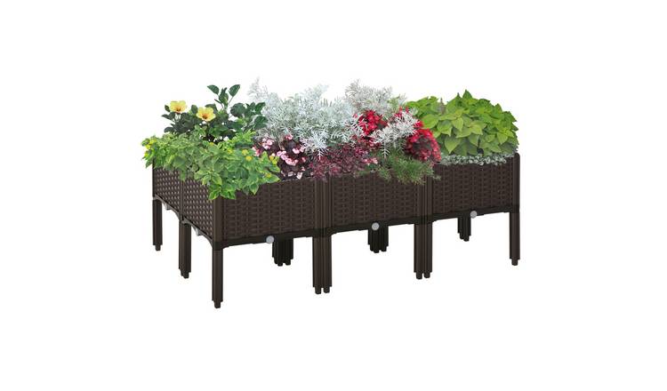 Outsunny 6 Garden Planter Garden Raised Bed - Brown