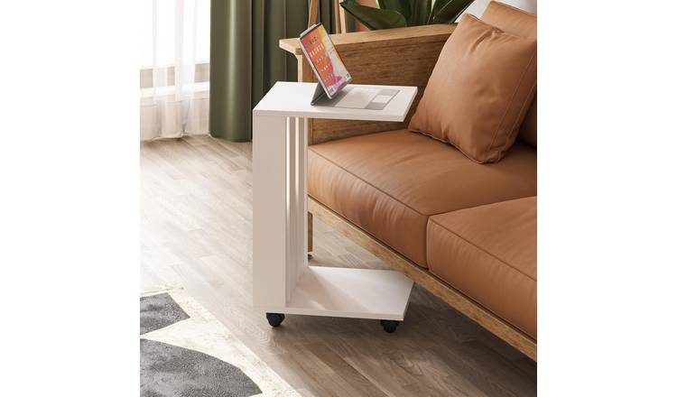 Decortie Edi Particleboard Melamine C-Shape Side Table - White
