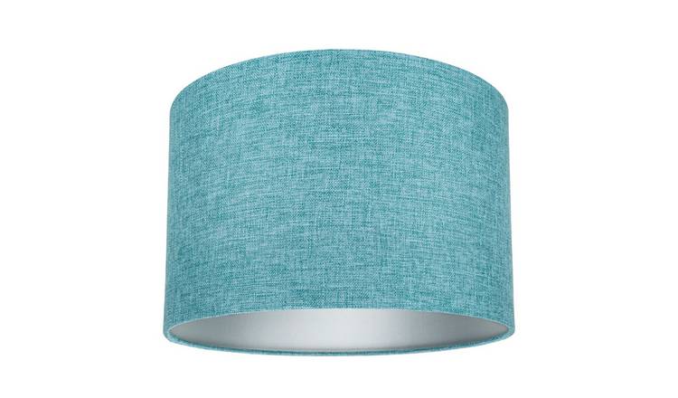 Happy Homewares Sleek Teal Linen Fabric Drum Lampshade - 30cm