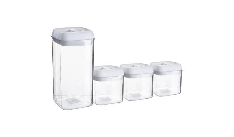 Argon Tableware 4 Piece Flip Lock Plastic Food Storage Containers Set - White