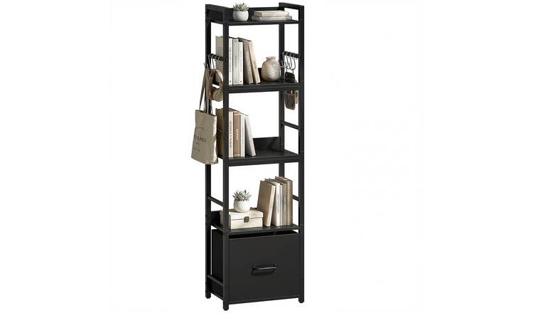 HOMCOM 4 Tier Metal Storage Bookcase - Black