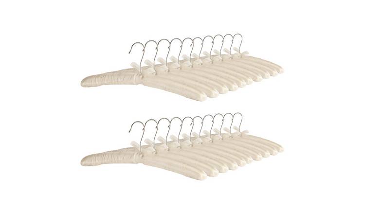 Harbour Housewares Padded Satin Clothes Hangers - White - Pack of 20