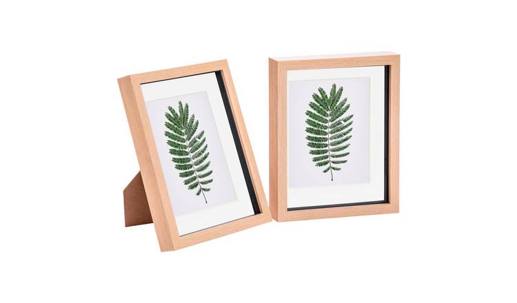 Nicola Spring 3D Box Photo Frames - 8 x 10" with Mount - Set of 2 - Light Wood