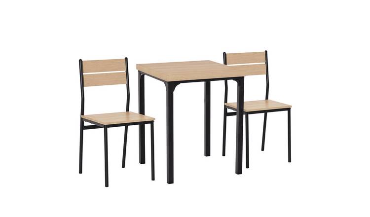 HOMCOM 3 Piece Steel Modern Dining Table with Steel Legs - Natural Wood