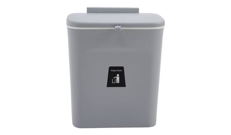 Living and Home Hanging Food Waste Bin with Lid - Grey