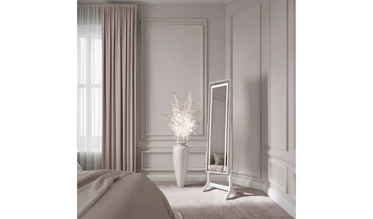 CARME Home Nova LED Mirrored Jewellery Cabinet - White