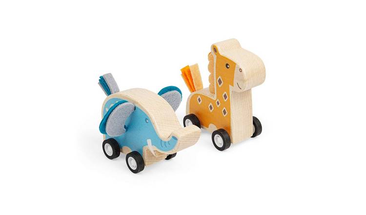 Bigjigs Toys Elephant and Giraffe Pull Backs - 3 Years +