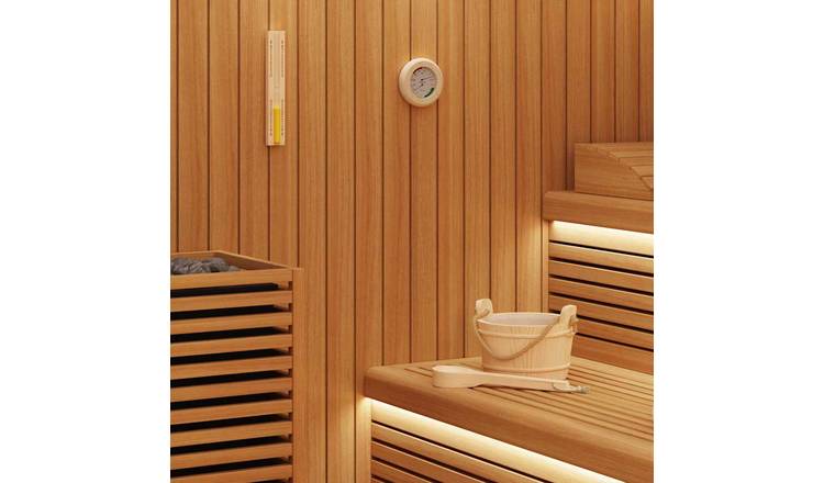 Walplus 4 Piece Wooden Sauna Accessory Set with Hemp Rope - Brown