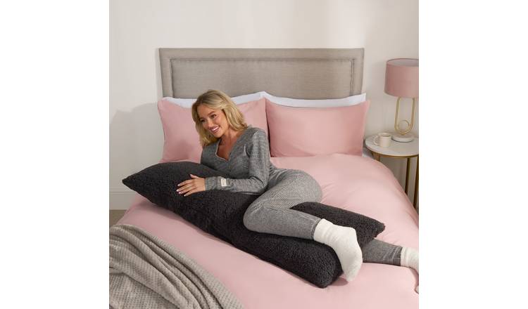OHS Teddy Fleece Bolster Pillow - Charcoal