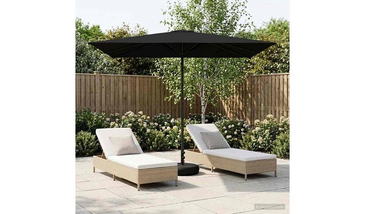 Walplus Rectangular Polyester Garden Parasol - Black - 290 x 190 x 228 cm