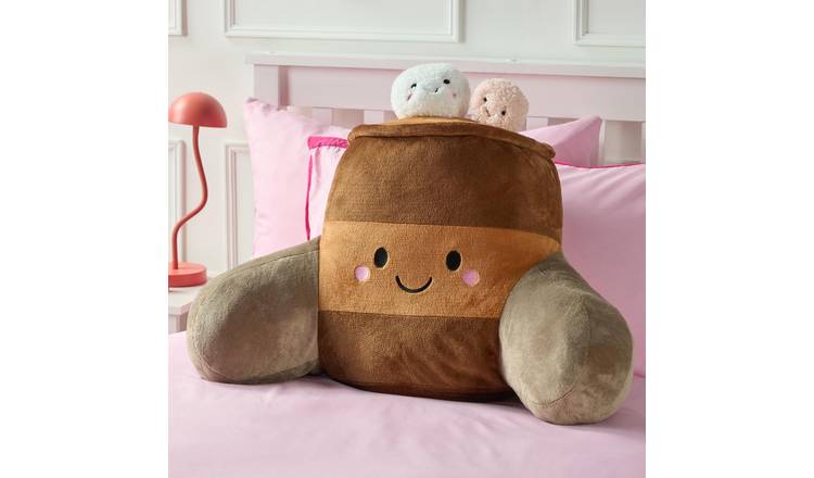 OHS Hugo The Hot Chocolate Cuddle Cushion - Brown