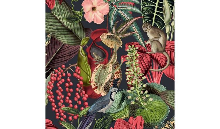 Grandeco Amazonica Botanical Wildlife Jungle Textured Wallpaper - Multi