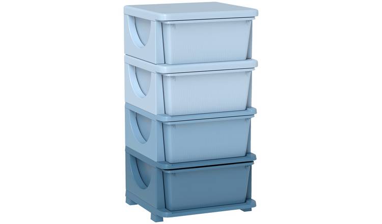 HOMCOM 4 Drawers Plastic Kids Storage Units Drawers Kids Storage - Blue