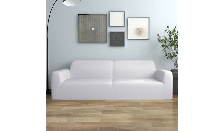 Walplus Polyester 3-Seater Stretch Couch Slipcover Jersey - White