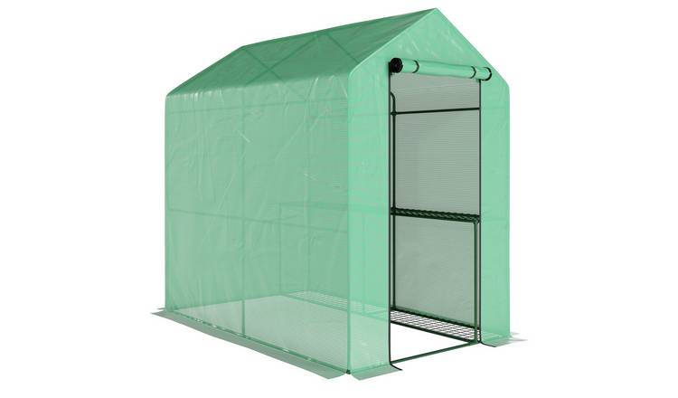 Outsunny 2 Tier Shelves Walk in Greenhouse – Green