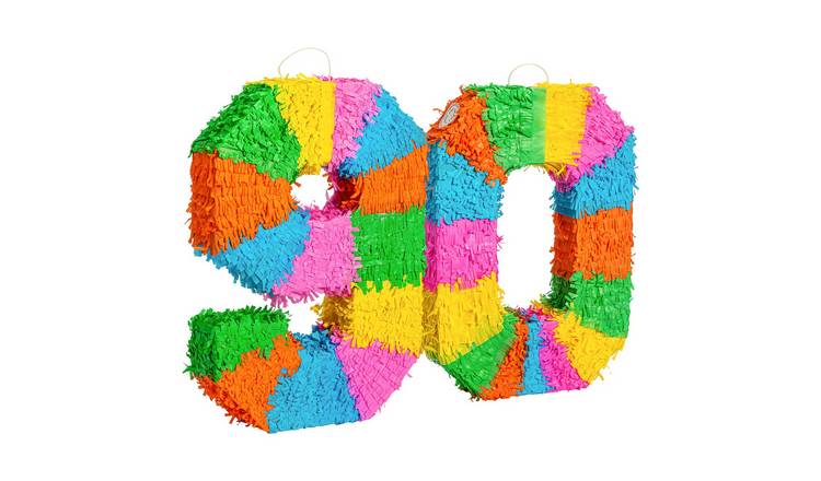 Fax Potato 90th Birthday Pinata Set with Stick and Blindfold - Blue Stick