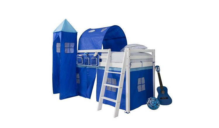 Noa & Nani Moro Midsleeper Cabin Bed With Blue NW Tent Package - White
