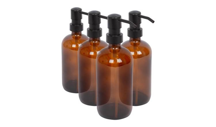 Harbour Housewares Glass Soap Dispensers  - Amber - Pack of 4