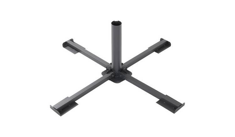 Living and Home Foldable Metal Parasol Cross Base - Grey