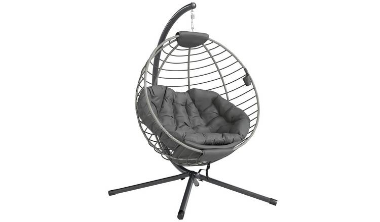 Outsunny PE Rattan Garden Egg Swing Chair - Grey