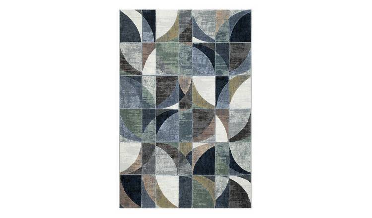 Mega Flooring Blue Modern Abstract Rug - 80 x 150cm