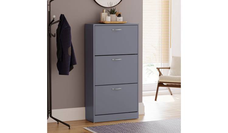 Vida Designs 3 Drawer Shoe Cabinet - Grey