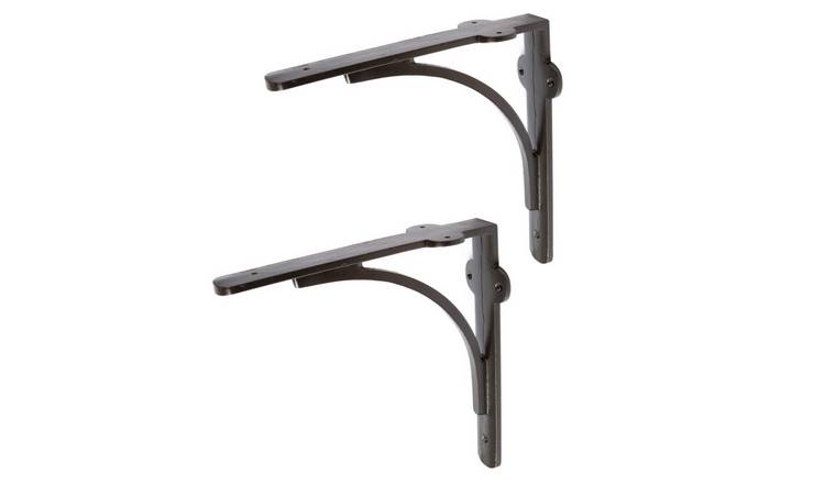 Hammer & Tongs Curved Iron Shelf Brackets - Black - Set of 2