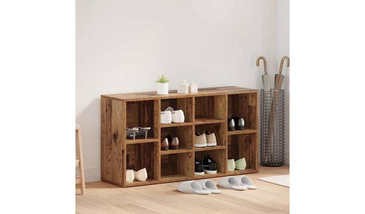 Walplus Engineered Wood Shoe Bench - Old Wood - 103 x 30 x 54.5 cm