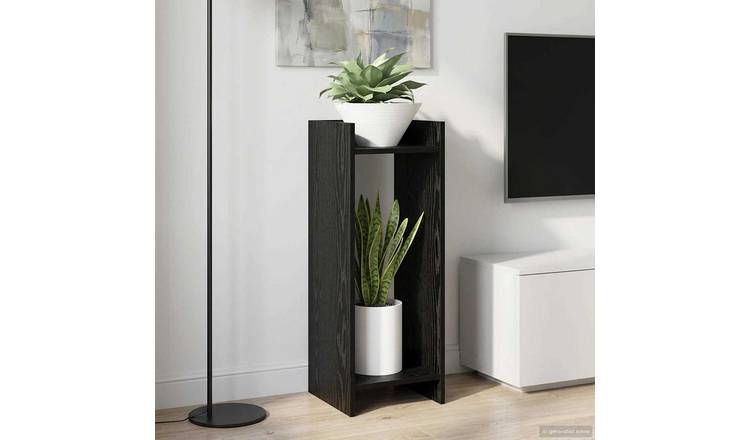 Walplus Pack of 2 Engineered Wood Plant Stand - Black Oak - 30 x 30 x 80 cm