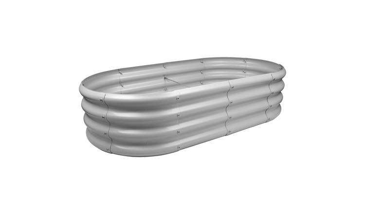 Harbour Housewares Rounded Steel Raised Garden Bed 120cm x 60cm - Silver