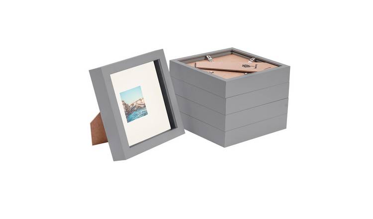 Nicola Spring 3D Box Photo Frames - 6 x 6" with Mount - Set of 5 - Grey