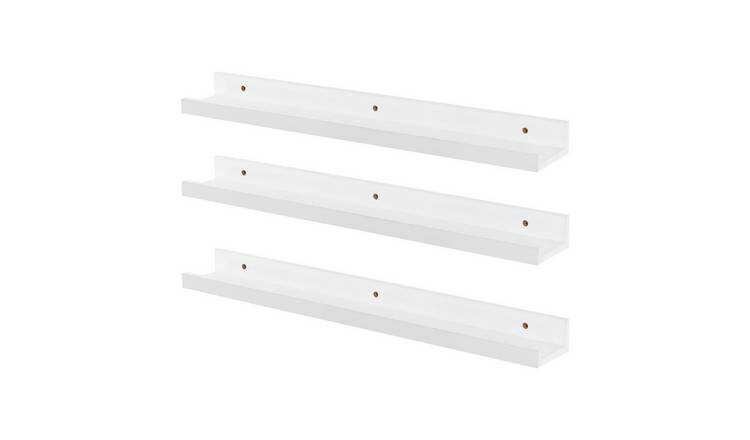 Harbour Housewares Floating Picture Ledge Wall Shelves - White - Set of 6