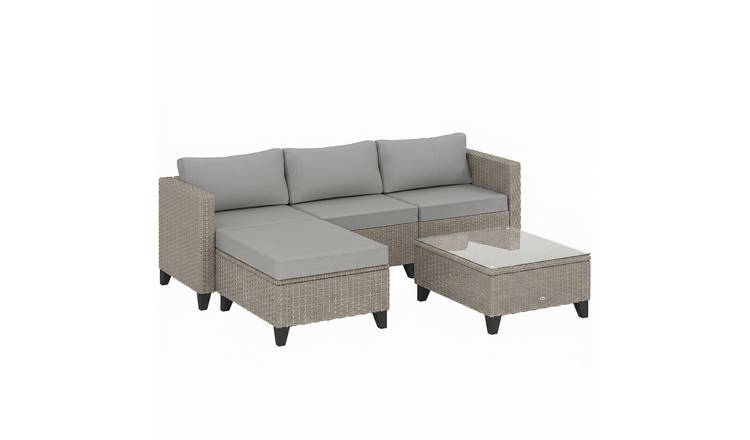 Outsunny Rattan Garden Corner Sofa Set - Brown
