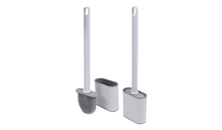 Harbour Housewares Wall-Mounted Toilet Brushes and Holders Set White - Set of 2