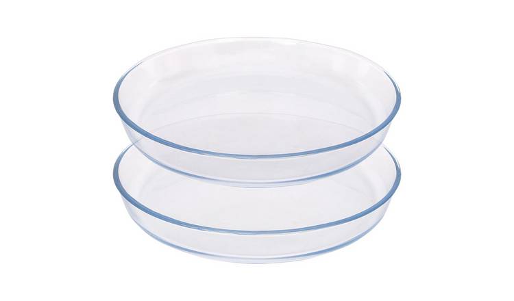 Argon Tableware Round Glass Oven Dishes - 32cm x 32cm - Pack of 2