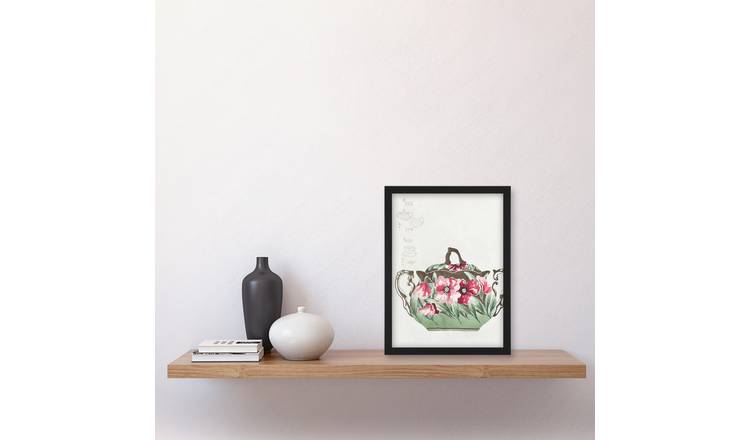 Noritake Factory Vintage Sugar Bowl Poppy Design Framed Art Print - A4