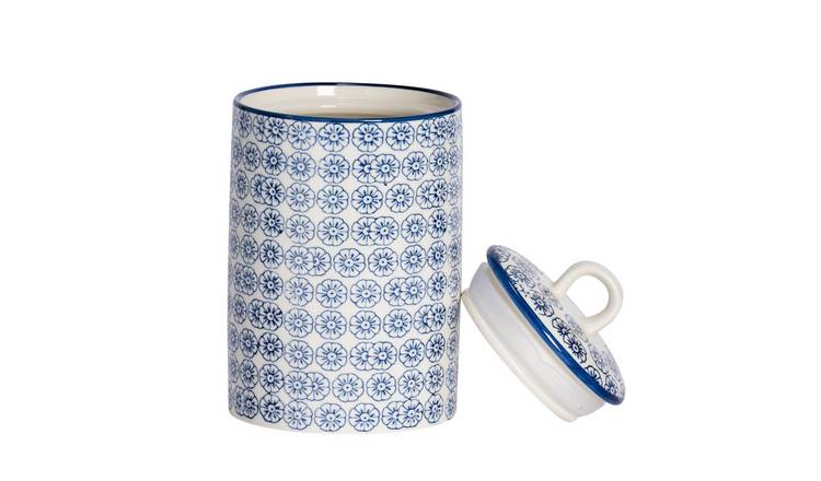 Nicola Spring Hand-Printed Kitchen Utensil Holder - Navy