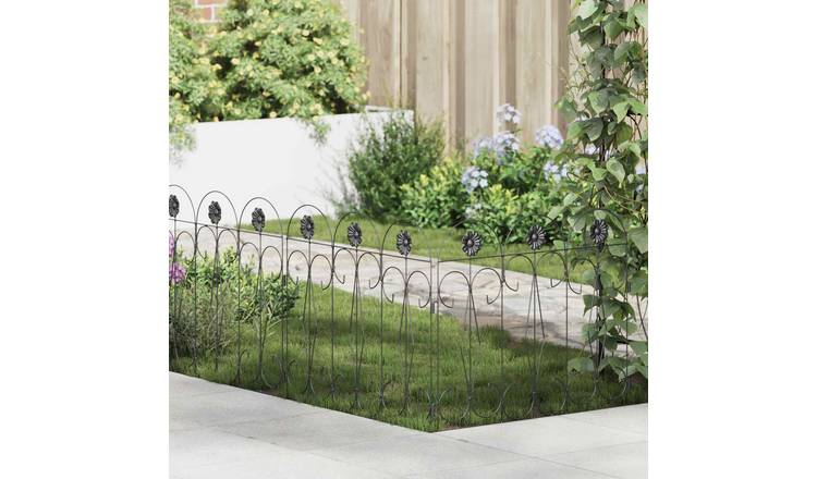 Walplus Pack of 5 2.92 kg Steel Garden Fence - Black - 62 x 0.3 cm