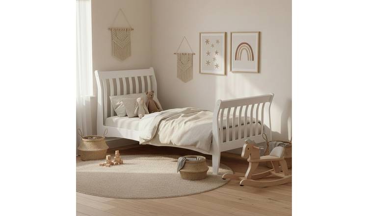Junior Vida Orion Single Sold Pine Sleigh Bed - White