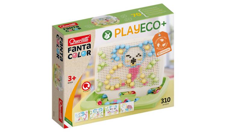 Quercetti PlayEco+ Fantacolor 310 Pieces 3D Mosaic Peg Board - Age 3+