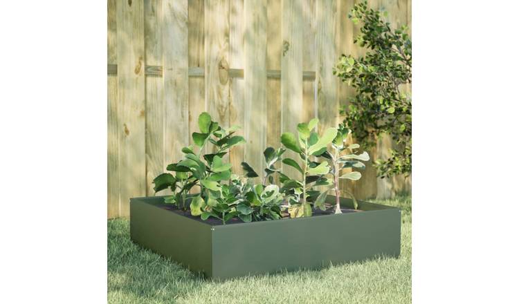 Walplus Steel Raised Garden Bed - Olive Green - 100 x 100 x 41 cm