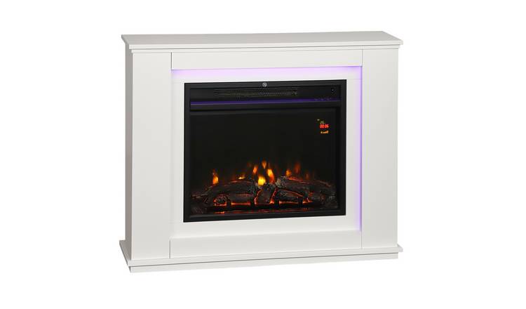 HOMCOM 98cm Electric Fireplace with 5 Brightness Levels - White